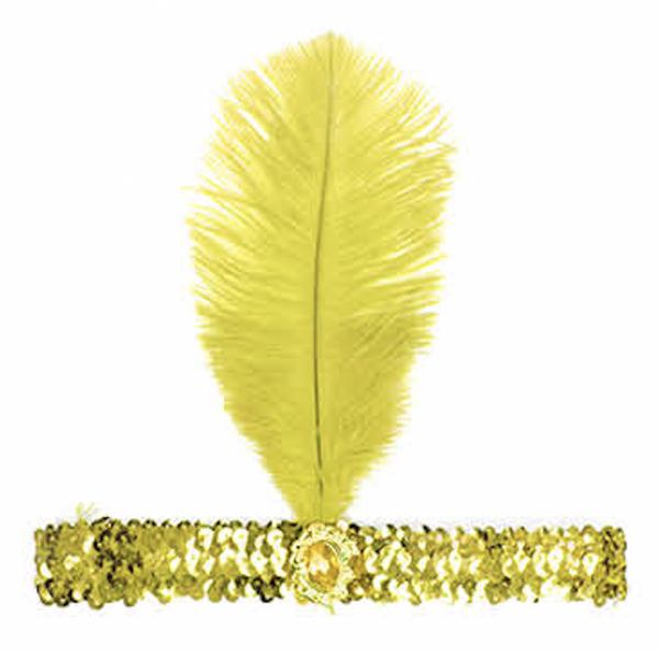 Br Costumes 1920S Flapper Headband Headpiece Feather Sequin Charleston Gatsby Dance Yellow Hats