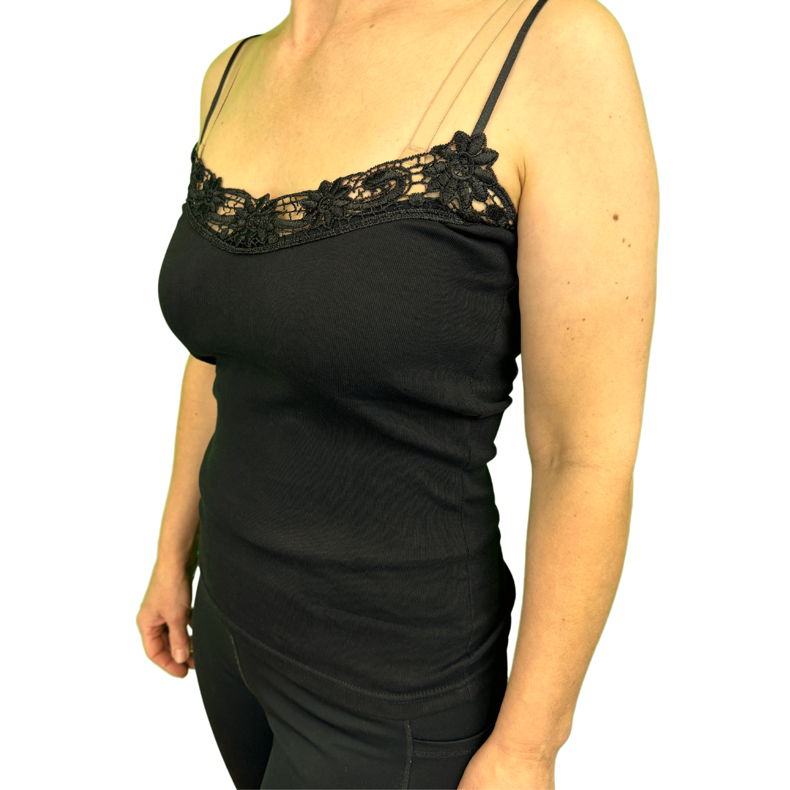 Womens Camisole Top Strap Singlet Summer Basic Tank Shirt Black Tops