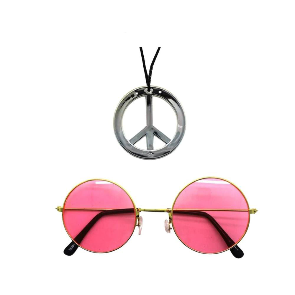 Br Costumes Hippie Kit Set Headband Glasses Pendant Peace Sign Necklace 60S 70S Unisex Costumes