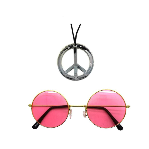 Br Costumes Hippie Kit Set Headband Glasses Pendant Peace Sign Necklace 60S 70S Unisex Costumes