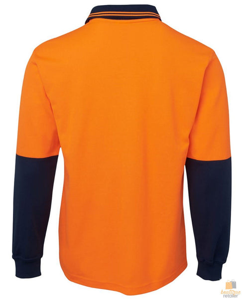 Hi Vis Long Sleeve Polo Shirt Top Safety Workwear Fluro Breathable Dry Wb Orange Safety Vests