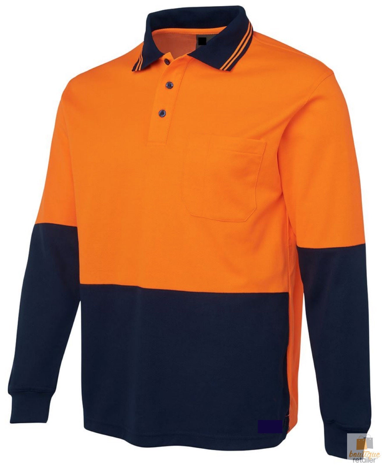 Hi Vis Long Sleeve Polo Shirt Top Safety Workwear Fluro Breathable Dry Wb Orange Safety Vests