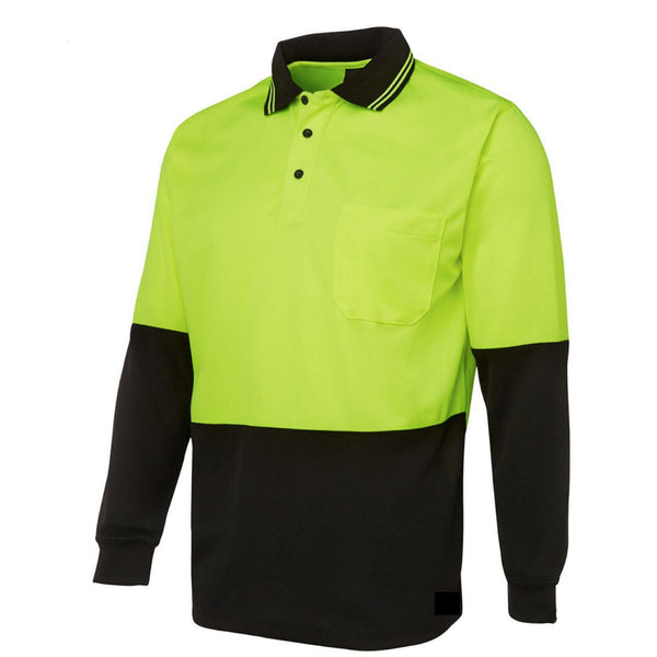 Hi Vis Long Sleeve Polo Shirt Top Safety Workwear Fluro Breathable Dry Wb Yellow Xl Safety Vests