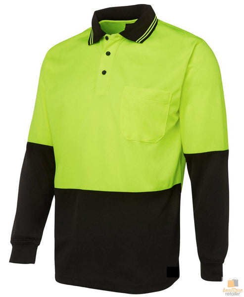 Hi Vis Long Sleeve Polo Shirt Top Safety Workwear Fluro Breathable Dry Wb Yellow Xl Safety Vests