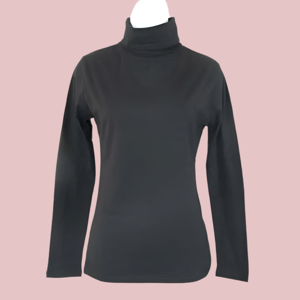 Br Apparel Ladies Skivvy Womens Long Sleeve Plain Top Warm Turtleneck Cotton High Neck Black Xl Tops