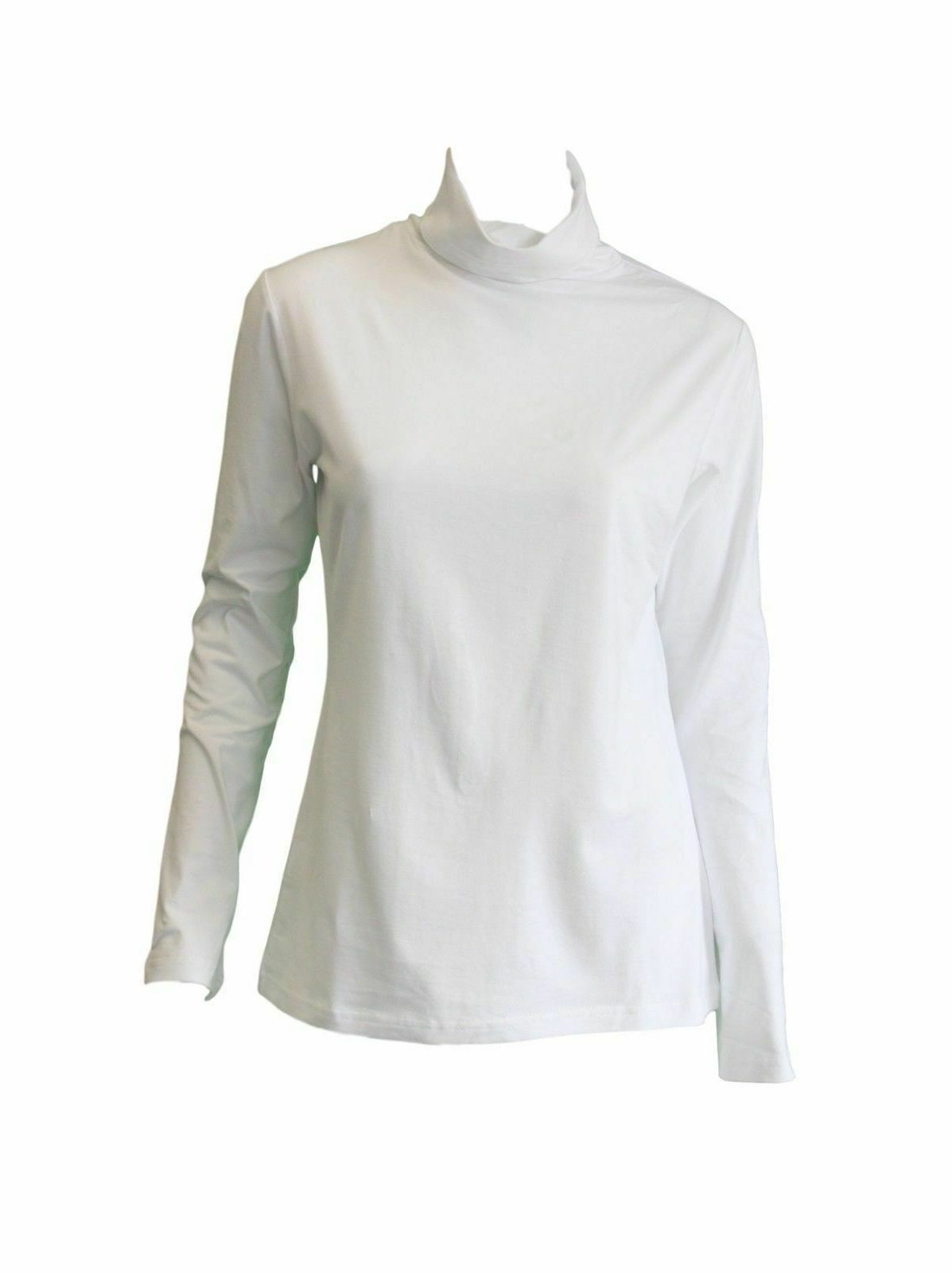Br Apparel Ladies Skivvy Womens Long Sleeve Plain Top Warm Turtleneck Cotton High Neck White Tops
