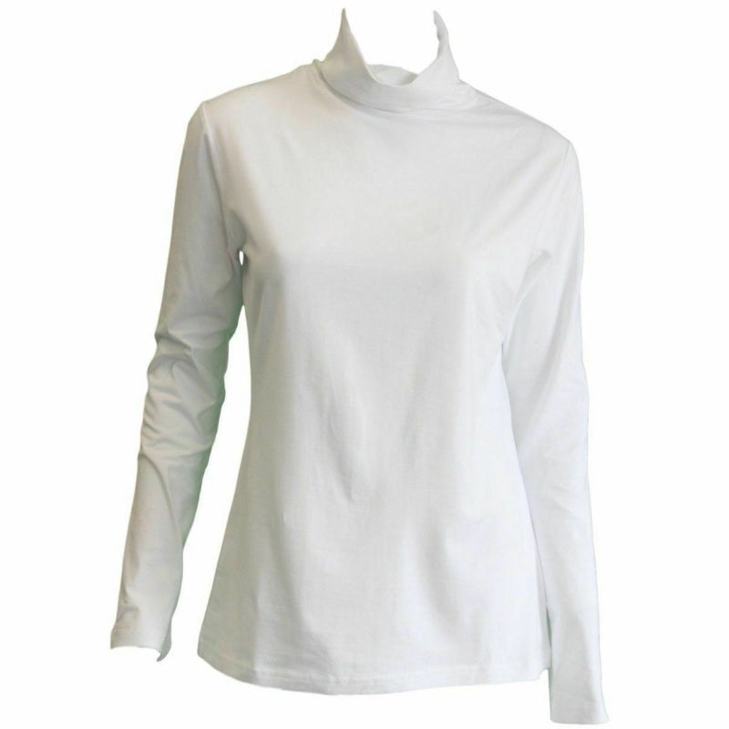 Br Apparel Ladies Skivvy Womens Long Sleeve Plain Top Warm Turtleneck Cotton High Neck White Xxl Tops