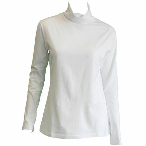 Br Apparel Ladies Skivvy Womens Long Sleeve Plain Top Warm Turtleneck Cotton High Neck White Xxl Tops