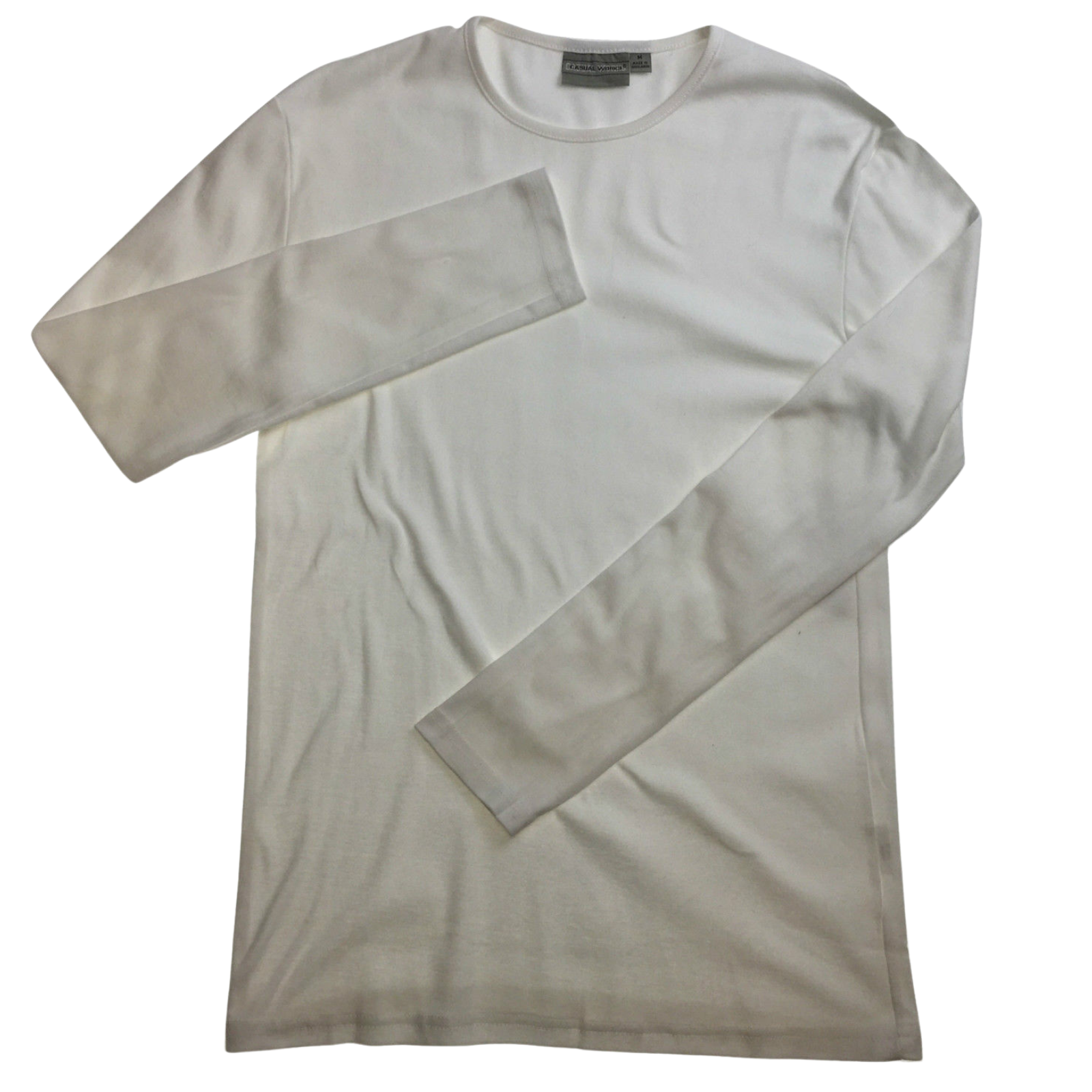 Br Apparel Mens 100% Cotton Plain Long Sleeve Top Basic Shirt Tee Slim Fitted Style White Xl T Shirts