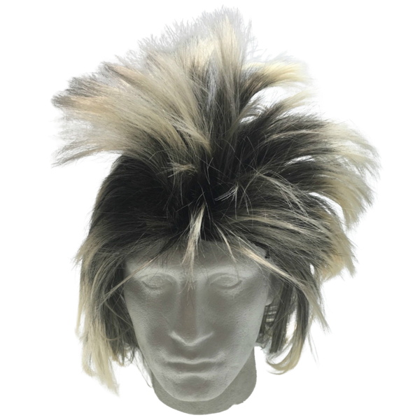 Br Costumes Mens Long Spiky Wig Rock Punk 80S Fancy Dress Bogan Mullet Spikey Black/Blonde Wigs Facial Hair