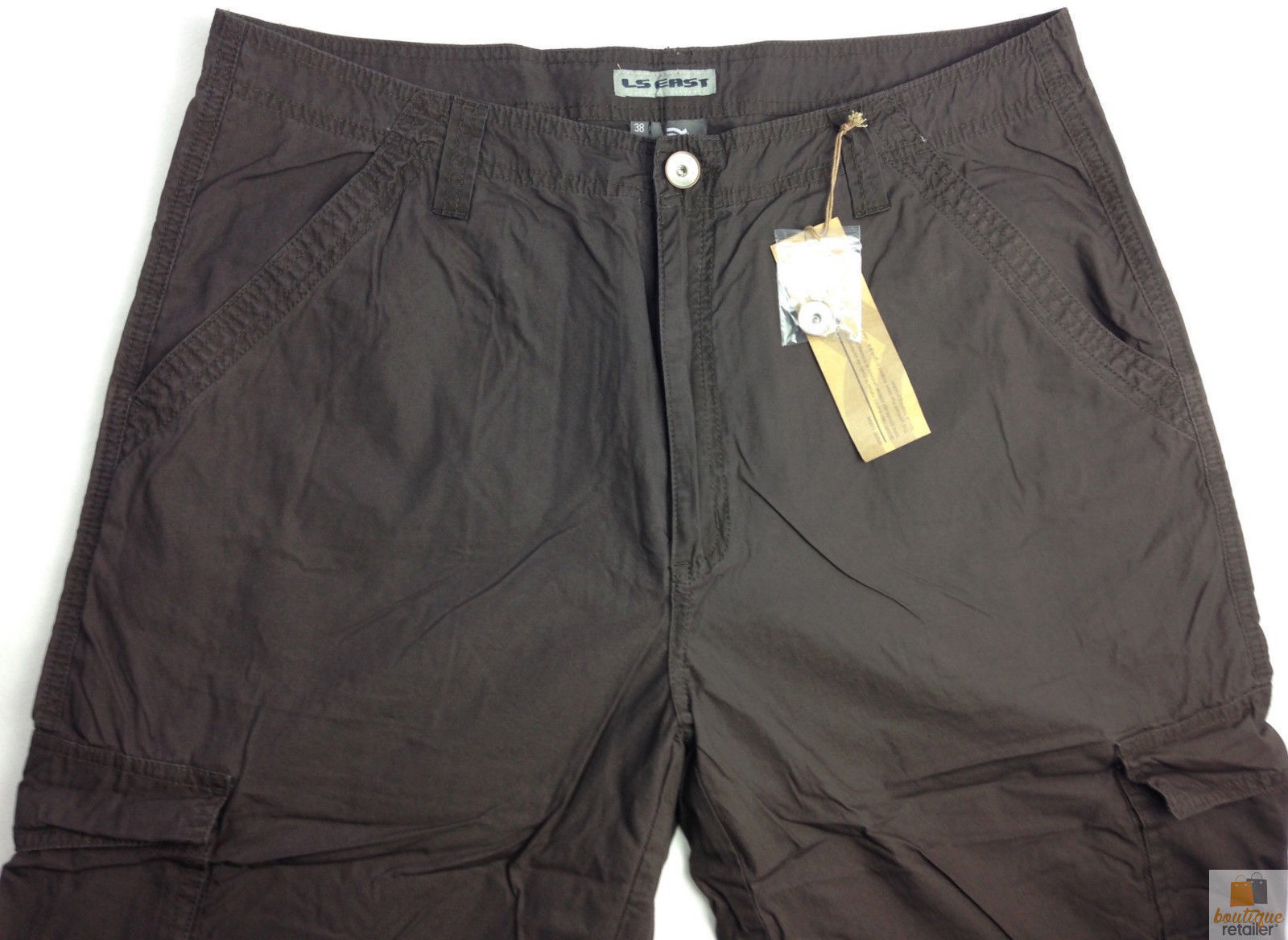 Mens 3/4 Cargo Shorts Long Pants 100% Cotton Army Military Combat Summer Brown Small (30"") Men's Shorts