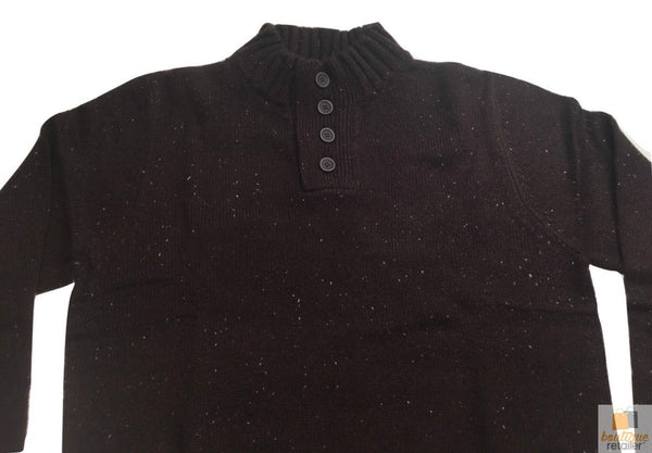 Mens Knit Jumper Pullover Sweater Knitted Casual Stretch Warm Winter 4 Button Mulberry 94 (Kw16) L Jumpers