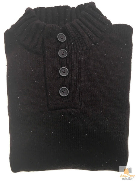 Mens Knit Jumper Pullover Sweater Knitted Casual Stretch Warm Winter 4 Button Mulberry 94 (Kw16) L Jumpers