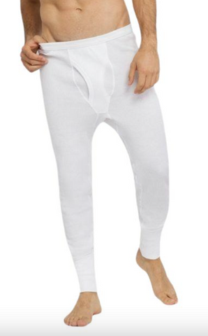 Br Apparel Thermo Fleece Mens Thermal Long John Tights Baselayer Cotton Blend White Pants