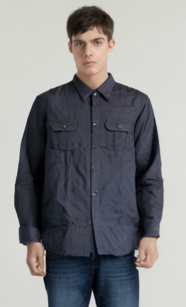 Br Apparel Mens Plain Slim 100% Cotton Long Sleeve Shirt Button Up Stylish Business Casual Anthracite Casual Shirts