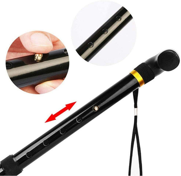 Br Safety Metal Walking Stick Travel Cane Folding Pole Compact Retractable Hike Black Canes & Walking Sticks