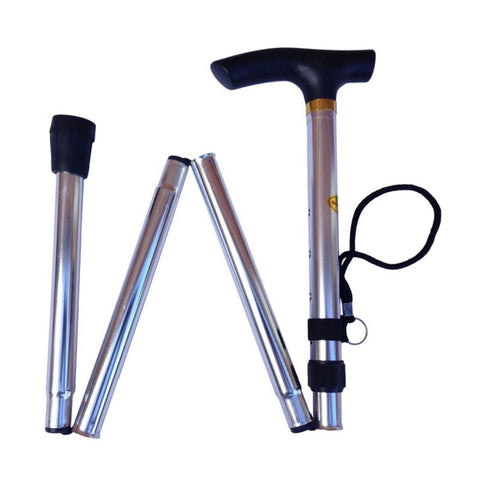 Br Safety Metal Walking Stick Travel Cane Folding Pole Compact Retractable Hike Silver Canes & Walking Sticks