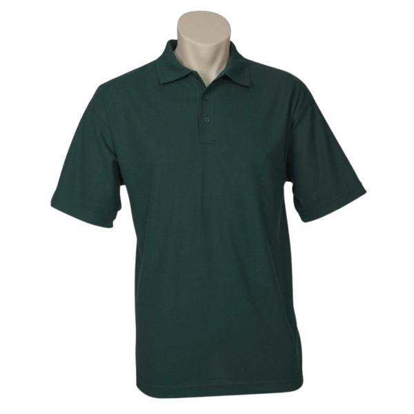 Mens Polo Top Shirt Plain Casual Short Sleeve Pique Knit Basic Upf Rated Bottle Green Casual Shirts
