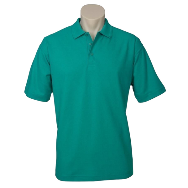 Mens Polo Top Shirt Plain Casual Short Sleeve Knit Basic Green (Mid Jade) Xl T Shirts