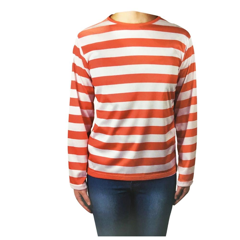 Br Costumes Kids Red And White Striped Top Wheres Wally Wenda Waldo Shirt Party Book Week Large (10 12 Years Old) Unisex Costumes