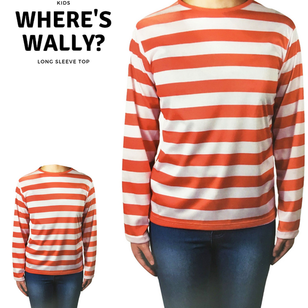 Br Costumes Kids Red And White Striped Top Wheres Wally Wenda Waldo Shirt Party Book Week Small (4 6 Years Old) Unisex Costumes