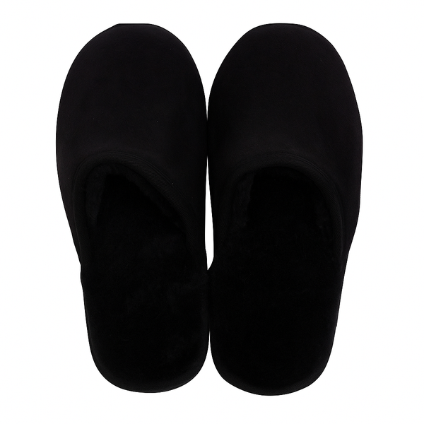 100% Sheepskin Moccasin Winter Genuine Scuffs On Mens Womens Black (Without Fur) 9 Slippers
