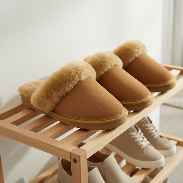 Sheepskin Wool Womens Scuffs On Winter Ugg In Chestnut 5 Slippers