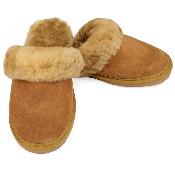 Sheepskin Wool Womens Scuffs On Winter Ugg In Chestnut 5 Slippers
