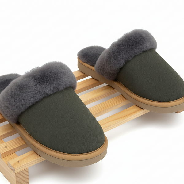 Sheepskin Wool Womens Scuffs On Winter Ugg In Grey 7 Slippers