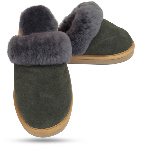 Sheepskin Wool Womens Scuffs On Winter Ugg In Grey 7 Slippers