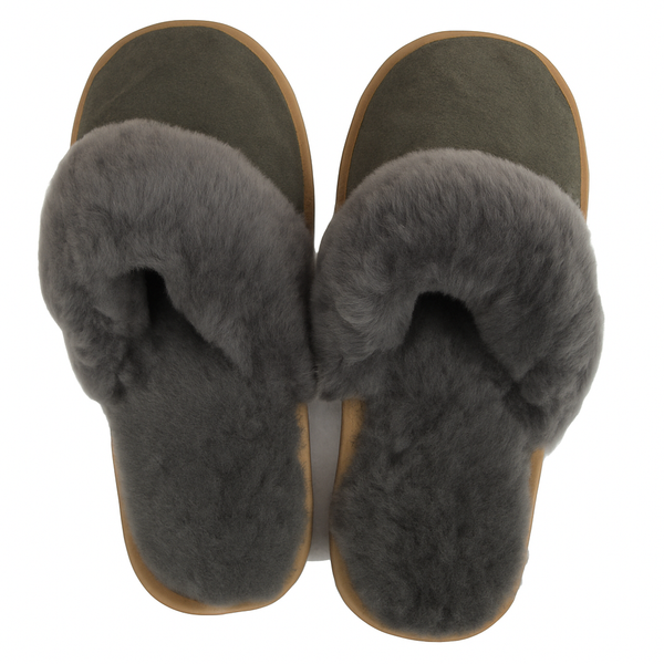 Sheepskin Wool Womens Scuffs On Winter Ugg In Grey 7 Slippers