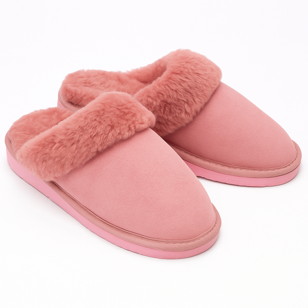 Sheepskin Wool Womens Scuffs On Winter Ugg In Pink 7 Slippers