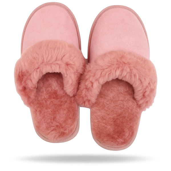 Sheepskin Wool Womens Scuffs On Winter Ugg In Pink 7 Slippers