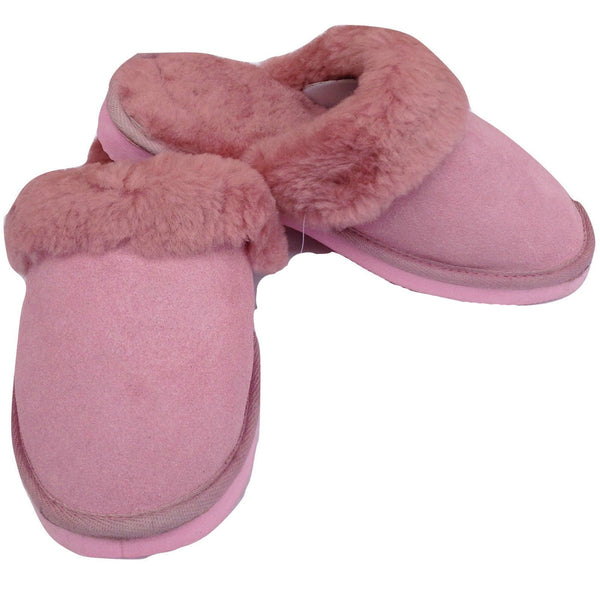 Br Apparel 100% Sheepskin Moccasin Winter Genuine Scuffs On Mens Womens Pink With Fur Slippers