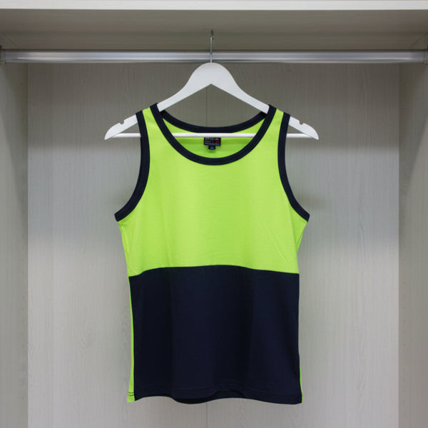 Hi Vis Singlet Work Wear Safety Tank Top Fluro Micro Mesh Upf50+ High Visibility Lime Small T Shirts