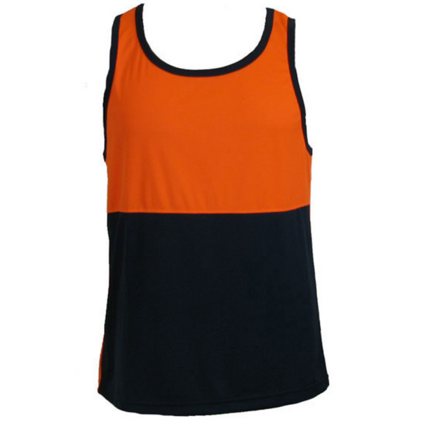 Br Apparel Hi Vis Singlet Work Wear Safety Tank Top Fluro Micro Mesh Upf50+ High Visibility Orange Large Casual Shirts
