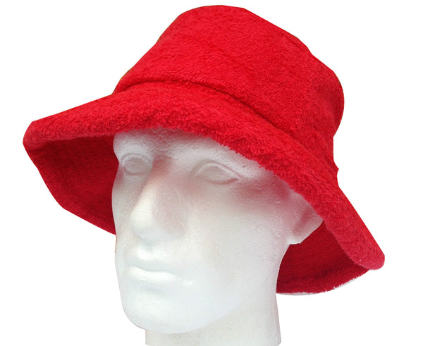 Terry Towelling Bucket Hat Daggy Fishing Camping Lad Cap Retro 100% Cotton Red Xx Large Hats & Headwear