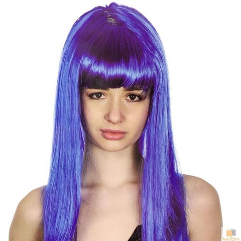 Br Costumes Long Wig Straight Party Hair Fringe Cosplay Fancy Dress 70Cm Womens Blue (22458) Wigs Facial Hair