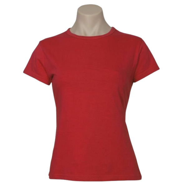 Womens Plain Ladies T Shirt 100% Cotton Basic Tee Casual Top Red Tops