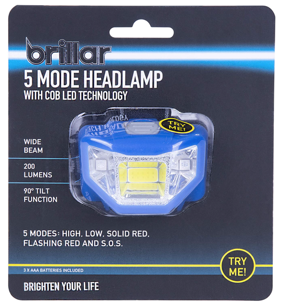5 Mode Headlamp Cob Led Technology Wide Beam Light Adjustable Headband 90 Degree Running Head Torches
