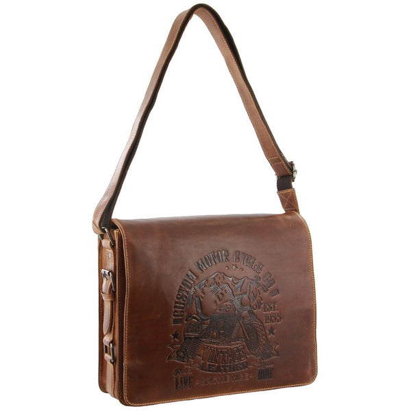 Billy The Kid Mens Genuine Leather Shoulder Bag Western In Cognac Bags