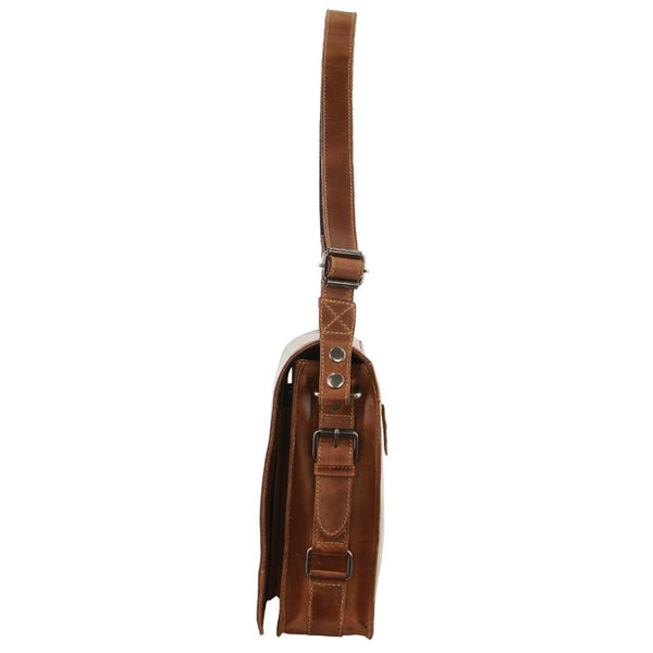 Billy The Kid Mens Genuine Leather Shoulder Bag Western In Cognac Bags