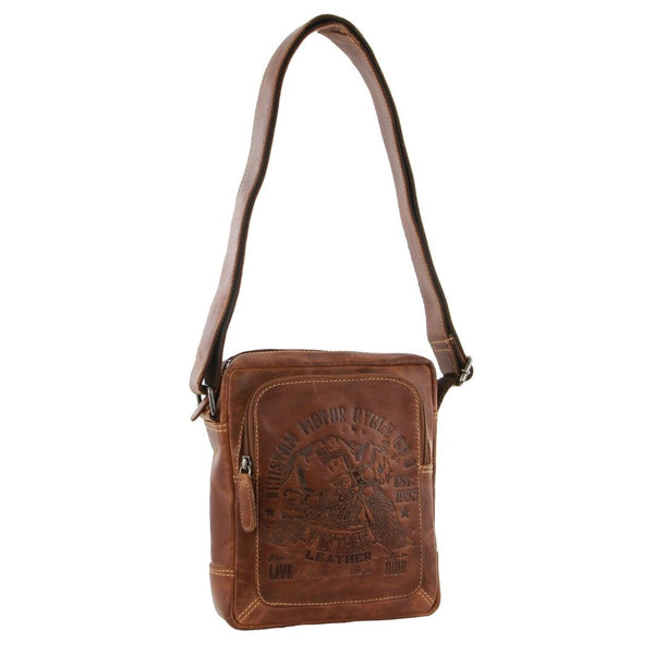 Billy The Kid Mens Genuine Leather Small Shoulder Bag In Cognac Bags