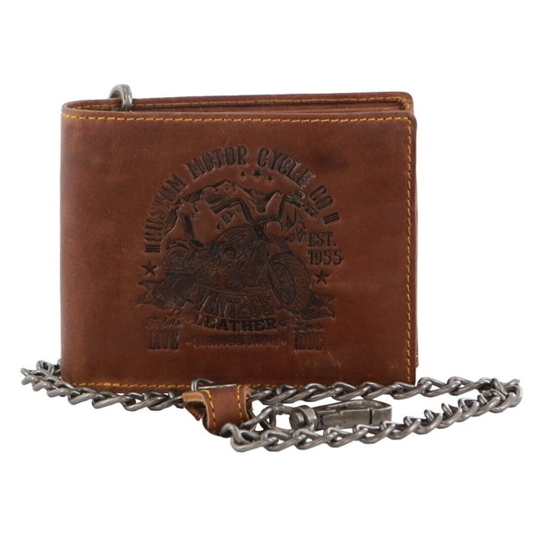 Billy The Kid Mens Leather Wallet Western With Detachable Chain In Gift Box Cognac Bags