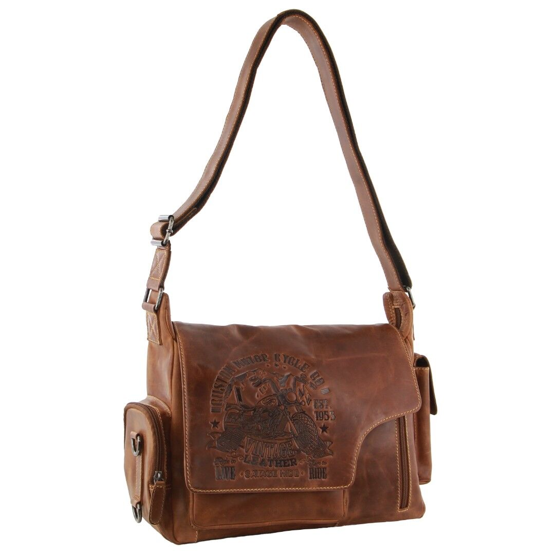 Billy The Kid Men's Genuine Leather Messenger Bag In Cognac Bags