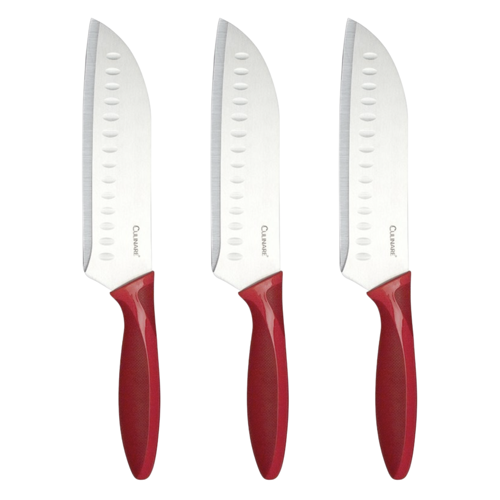 Culinare 3Pc Set 17.5Cm Santoku Knife Chef Cutlery Stainless Steel Kitchen Cutting Knives
