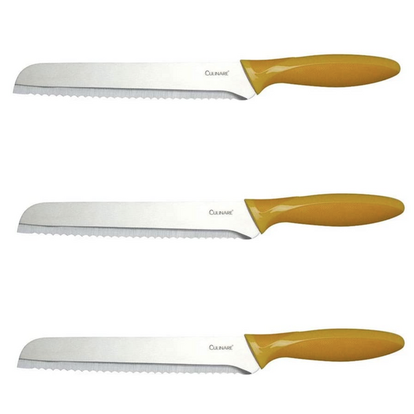 Culinare 3Pc Set 20.5Cm Bread Knife Stainless Steel Kitchen Chef With Cover Knives