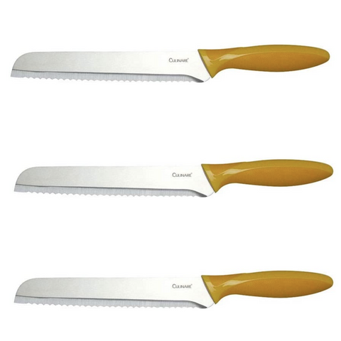 Culinare 3Pc Set 20.5Cm Bread Knife Stainless Steel Kitchen Chef With Cover Knives