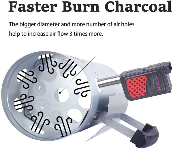 Large Chimney Starter Firewood Quick Rapid Charcoal Lighter Stove For Barbecue Fire Starters
