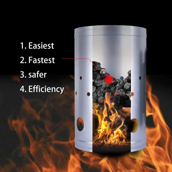 Large Chimney Starter Firewood Quick Rapid Charcoal Lighter Stove For Barbecue Fire Starters